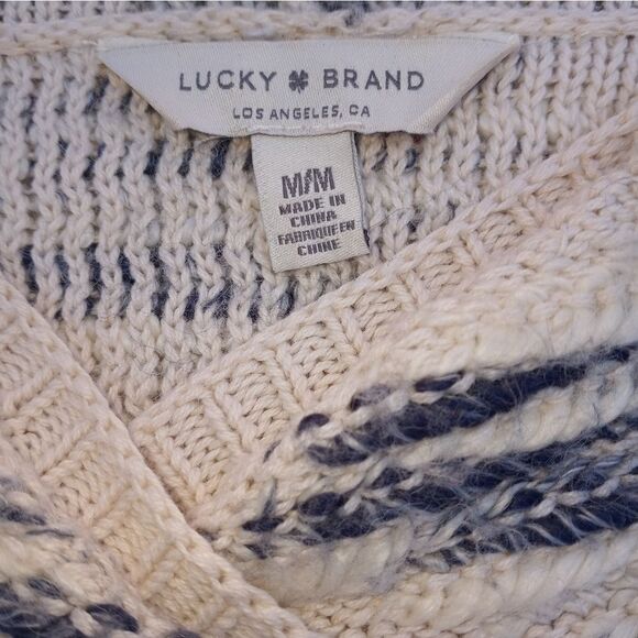 Lucky Brand M WhiteGray Knitted Lngslvs CottonWool Women's SweaterOpenedCardigan - Picture 4 of 10